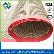 Bandas transportadoras de malla Kevlar recubiertas de PTFE 4 * 4 mm apertura color amarillo resistente al calor y antiadherente